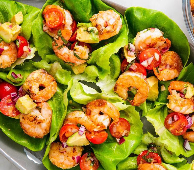 Basil Avocado Shrimp Salad Wrap